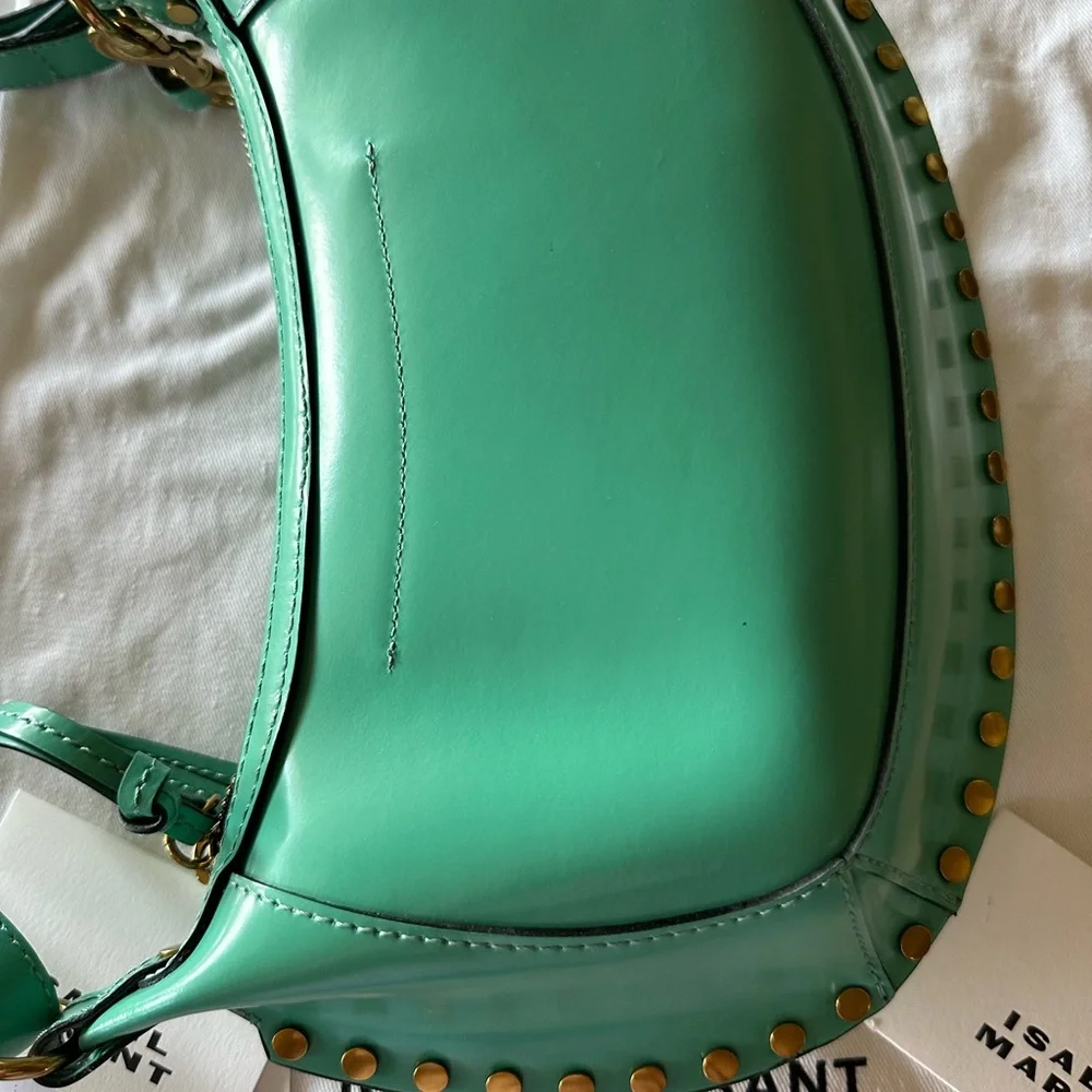 Isabel Marant Oskan Moon Green Shoulder Bag with Gold Accents NWT - Picture 5 of 10